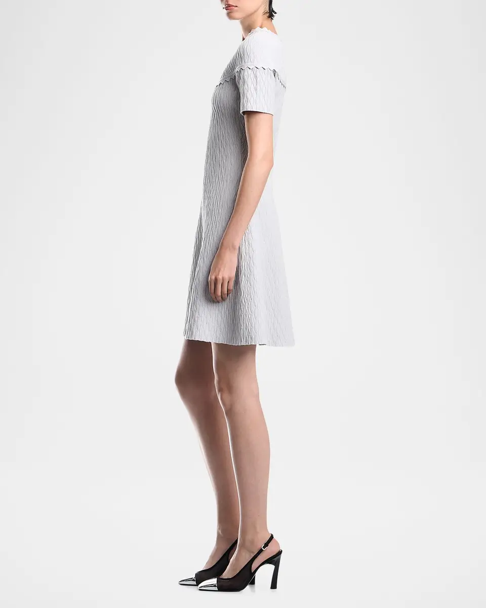 Emporio Armani Scalloped Ottoman-Knit Mini Dress | Thumbnail 5 Emporio Armani Scalloped Ottoman-Knit Mini Dress | Thumbnail 5