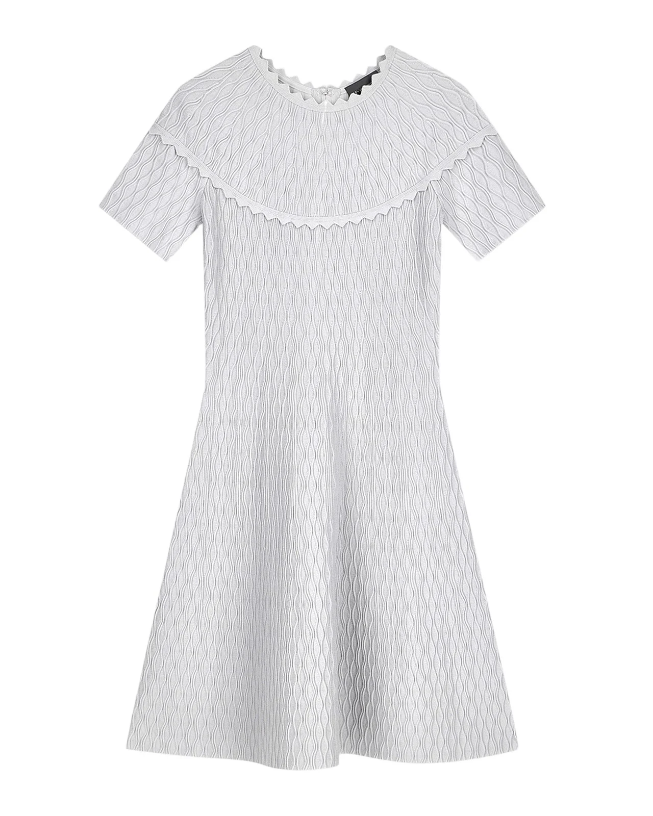 Scalloped Ottoman-Knit Mini Dress
