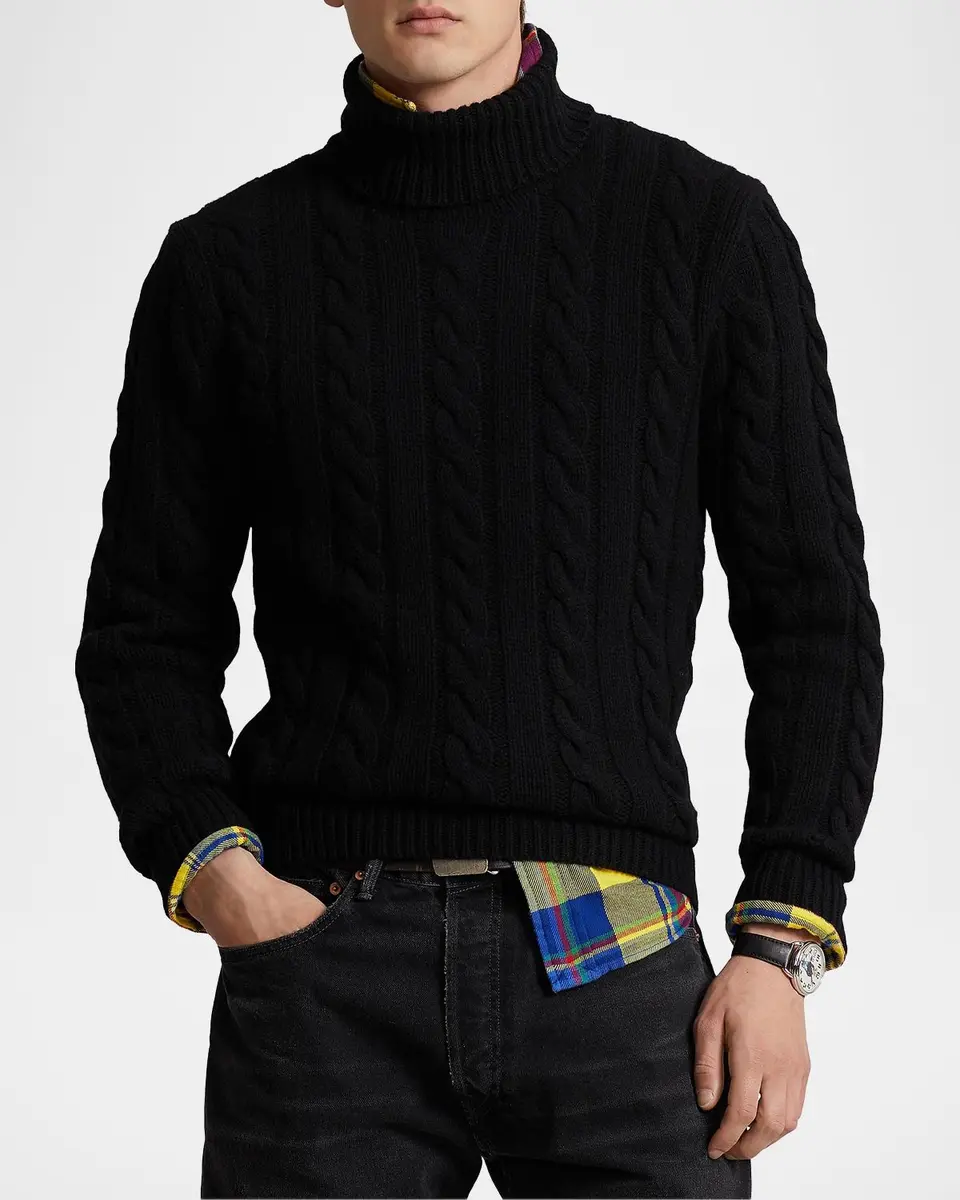 Polo Ralph Lauren Men's Cable Knit Turtleneck Sweater | Thumbnail 4 Polo Ralph Lauren Men's Cable Knit Turtleneck Sweater | Thumbnail 4