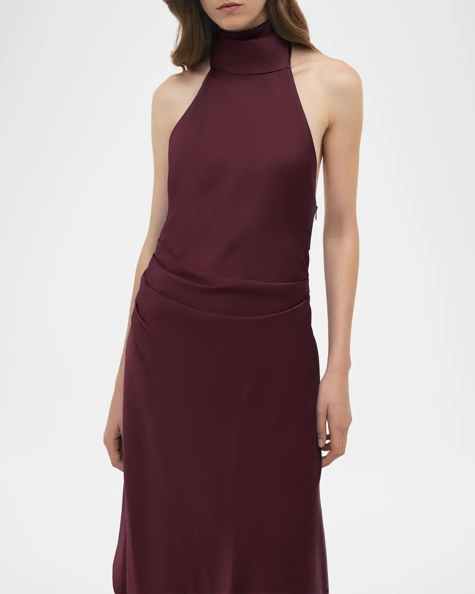 Simkhai Monica High-Low Satin Halter Midi Dress | Thumbnail 4 Simkhai Monica High-Low Satin Halter Midi Dress | Thumbnail 4