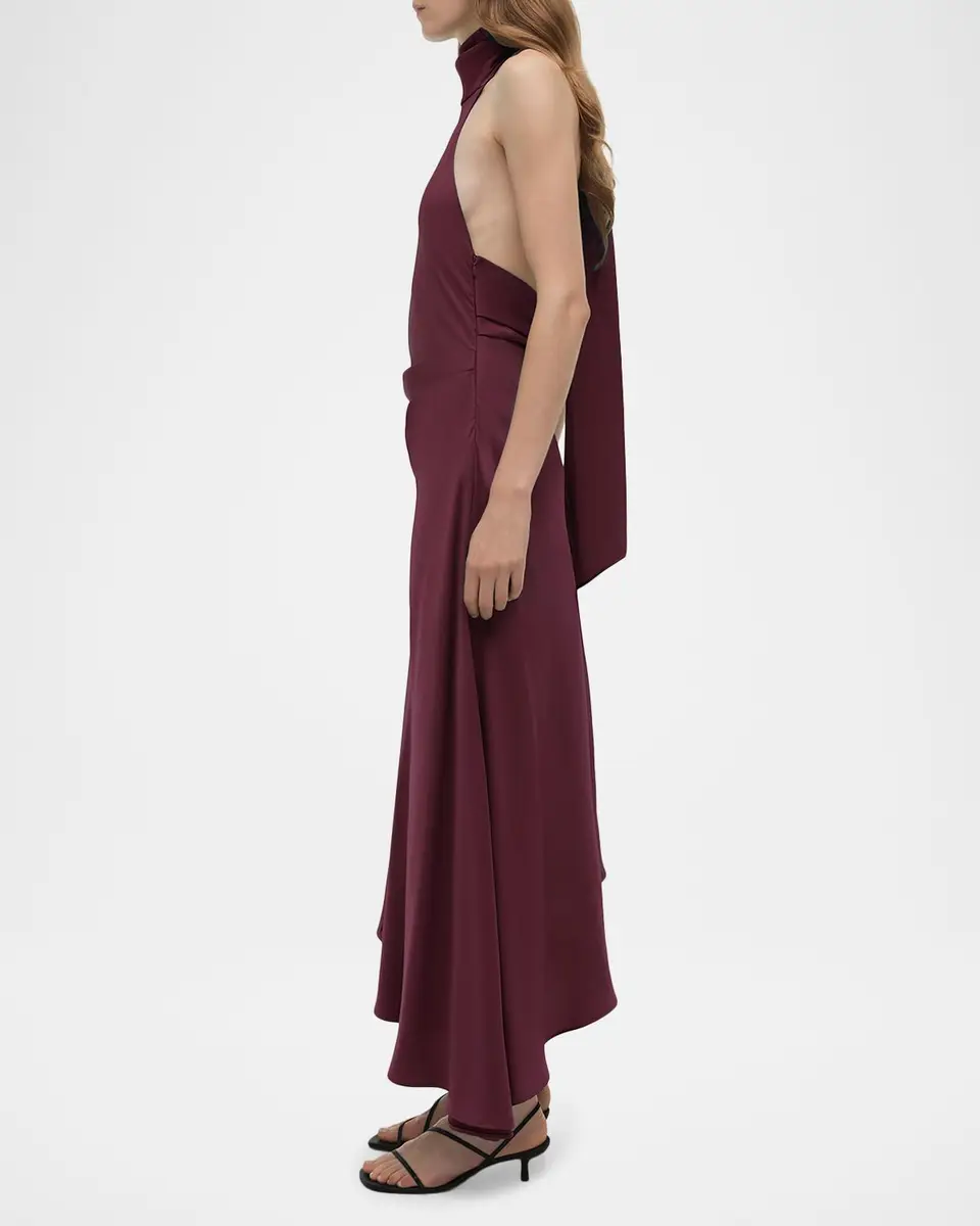 Simkhai Monica High-Low Satin Halter Midi Dress | Thumbnail 5 Simkhai Monica High-Low Satin Halter Midi Dress | Thumbnail 5