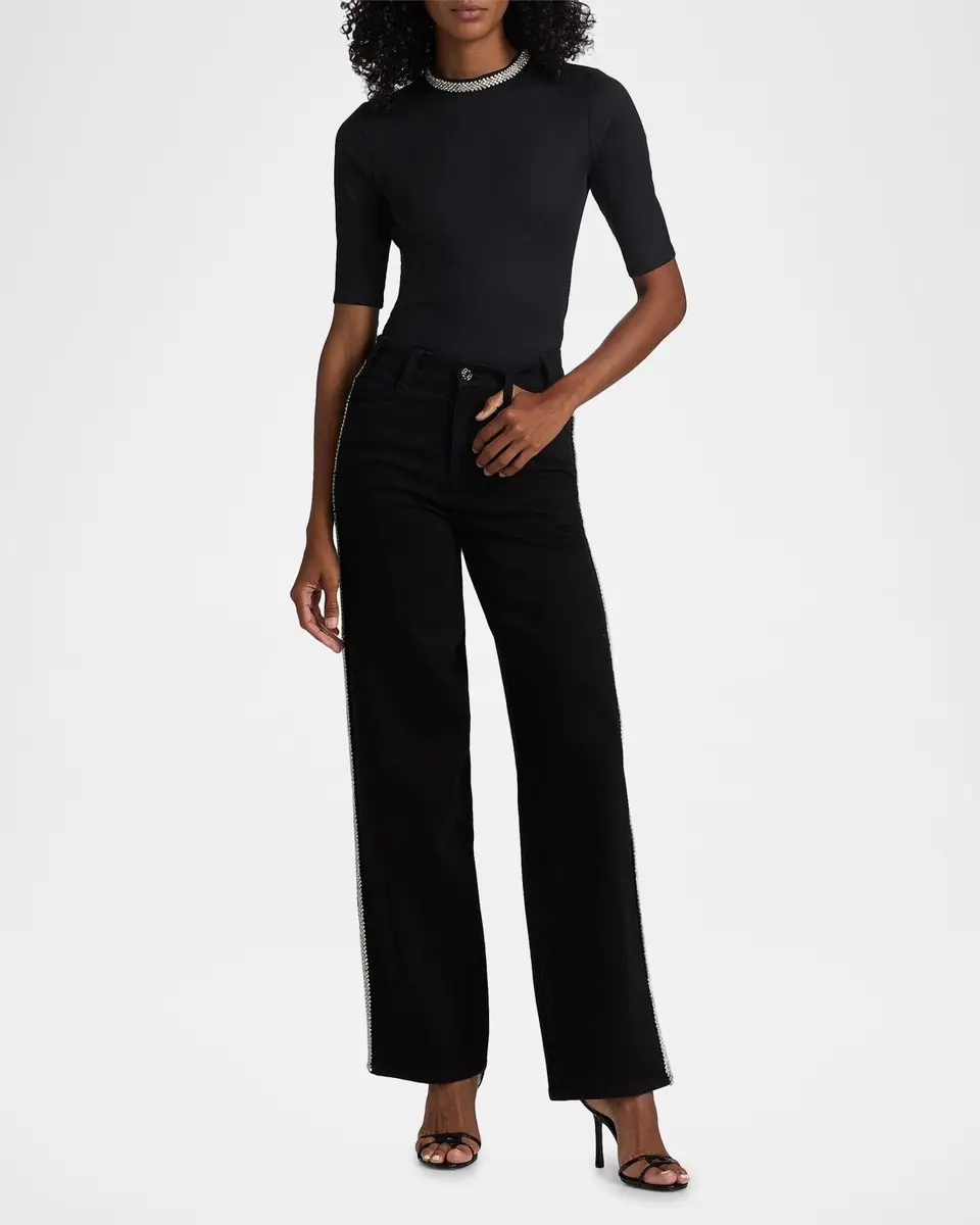 Generation Love Erika Crystal-Embellished High-Rise Wide-Leg Jeans | Thumbnail 2 Generation Love Erika Crystal-Embellished High-Rise Wide-Leg Jeans | Thumbnail 2
