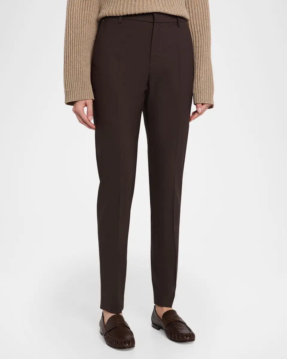 Brunello Cucinelli Wool Slim-Leg Split Hem Pants | Thumbnail 4