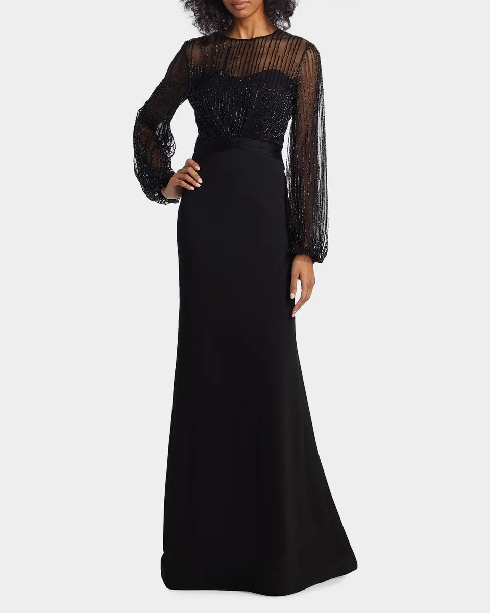 Rene Ruiz Collection Beaded Illusion Trumpet Gown | Thumbnail 2 Rene Ruiz Collection Beaded Illusion Trumpet Gown | Thumbnail 2