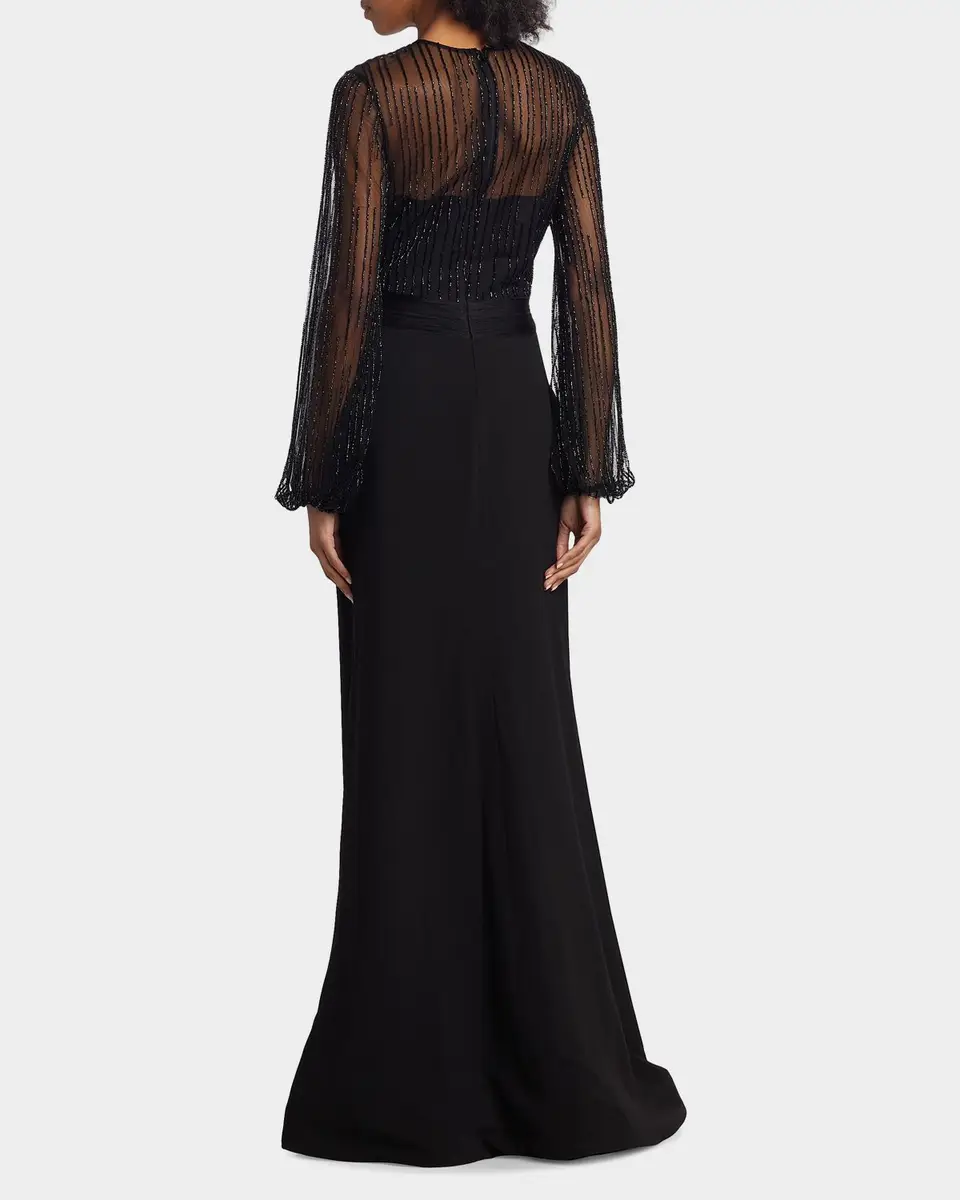 Rene Ruiz Collection Beaded Illusion Trumpet Gown | Thumbnail 3 Rene Ruiz Collection Beaded Illusion Trumpet Gown | Thumbnail 3