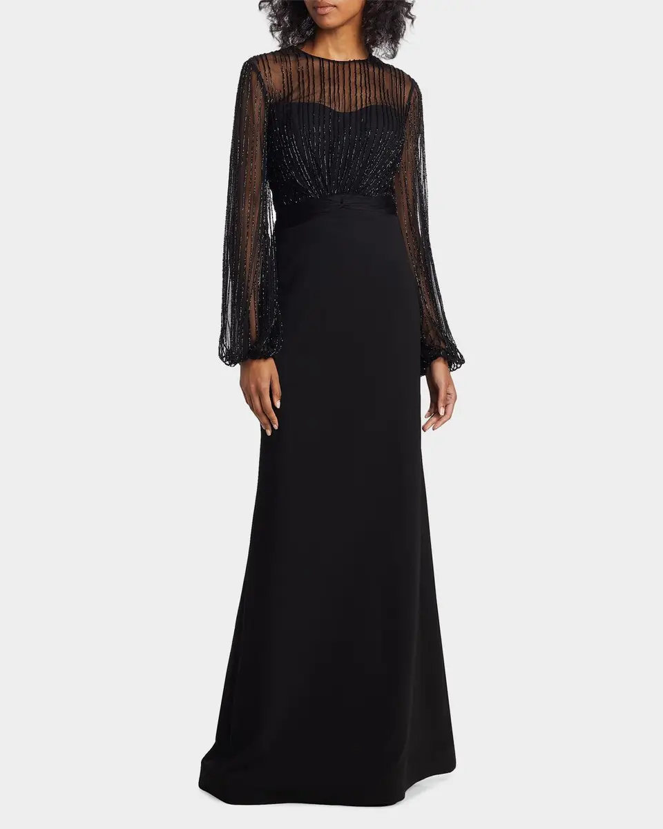 Rene Ruiz Collection Beaded Illusion Trumpet Gown | Thumbnail 4 Rene Ruiz Collection Beaded Illusion Trumpet Gown | Thumbnail 4