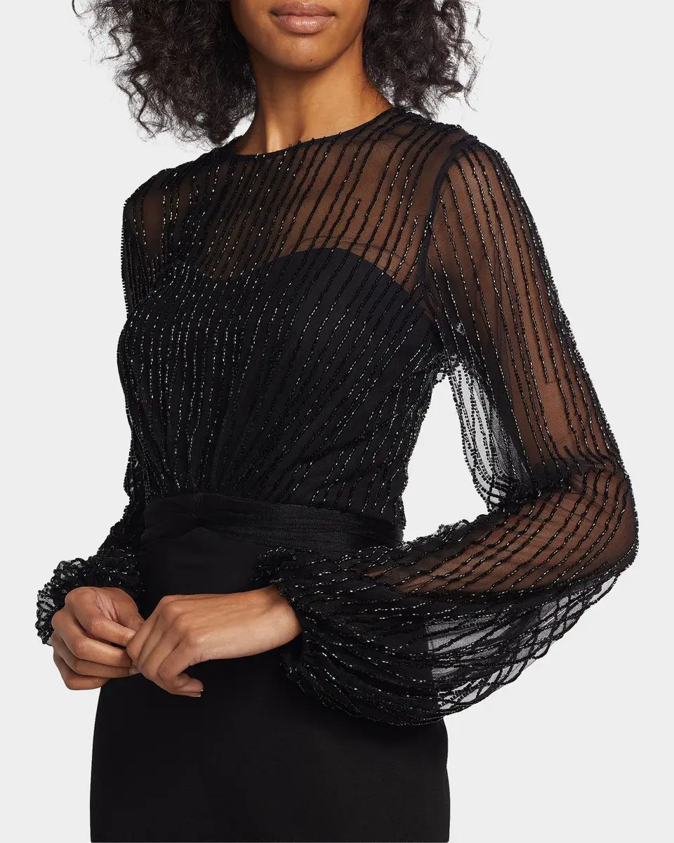 Rene Ruiz Collection Beaded Illusion Trumpet Gown | Thumbnail 5 Rene Ruiz Collection Beaded Illusion Trumpet Gown | Thumbnail 5