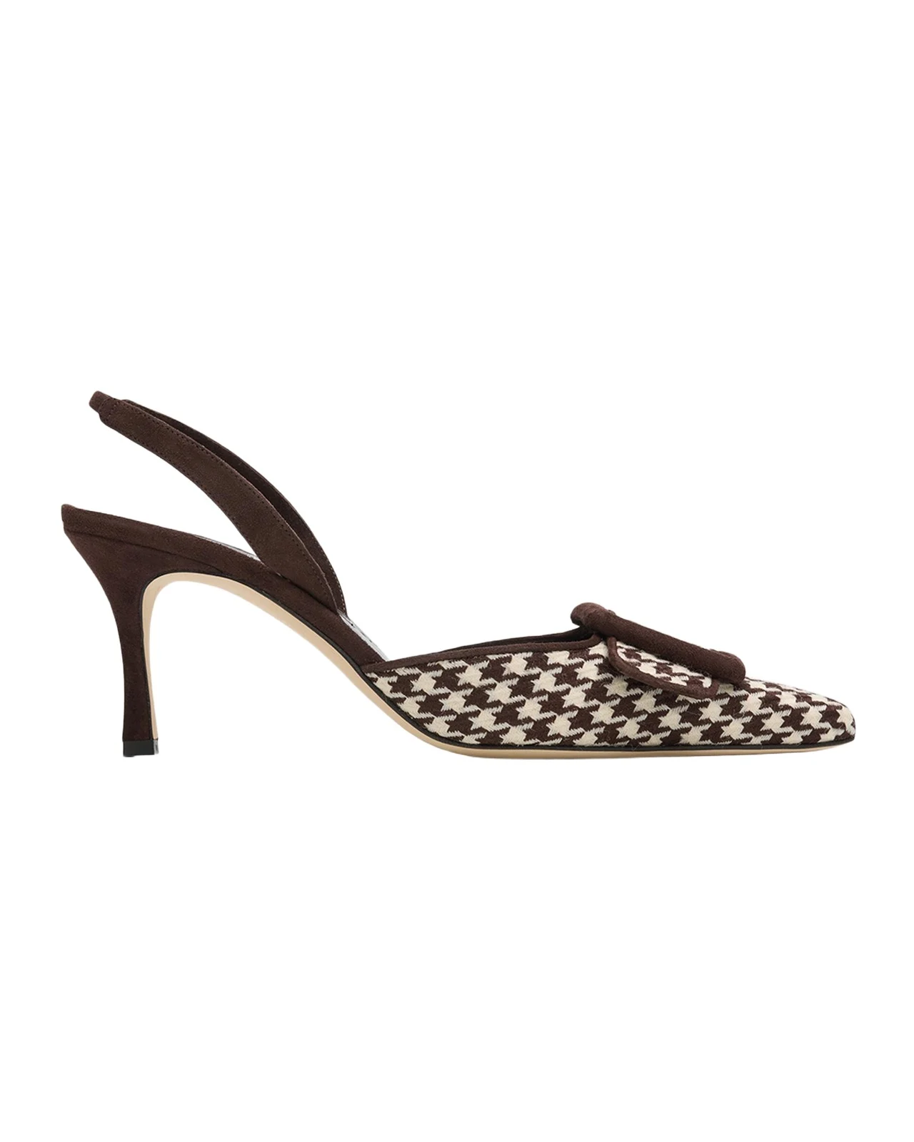 70mm Mayslibi Houndstooth Tweed and Suede Slingback Pumps 70mm Mayslibi Houndstooth Tweed and Suede Slingback Pumps