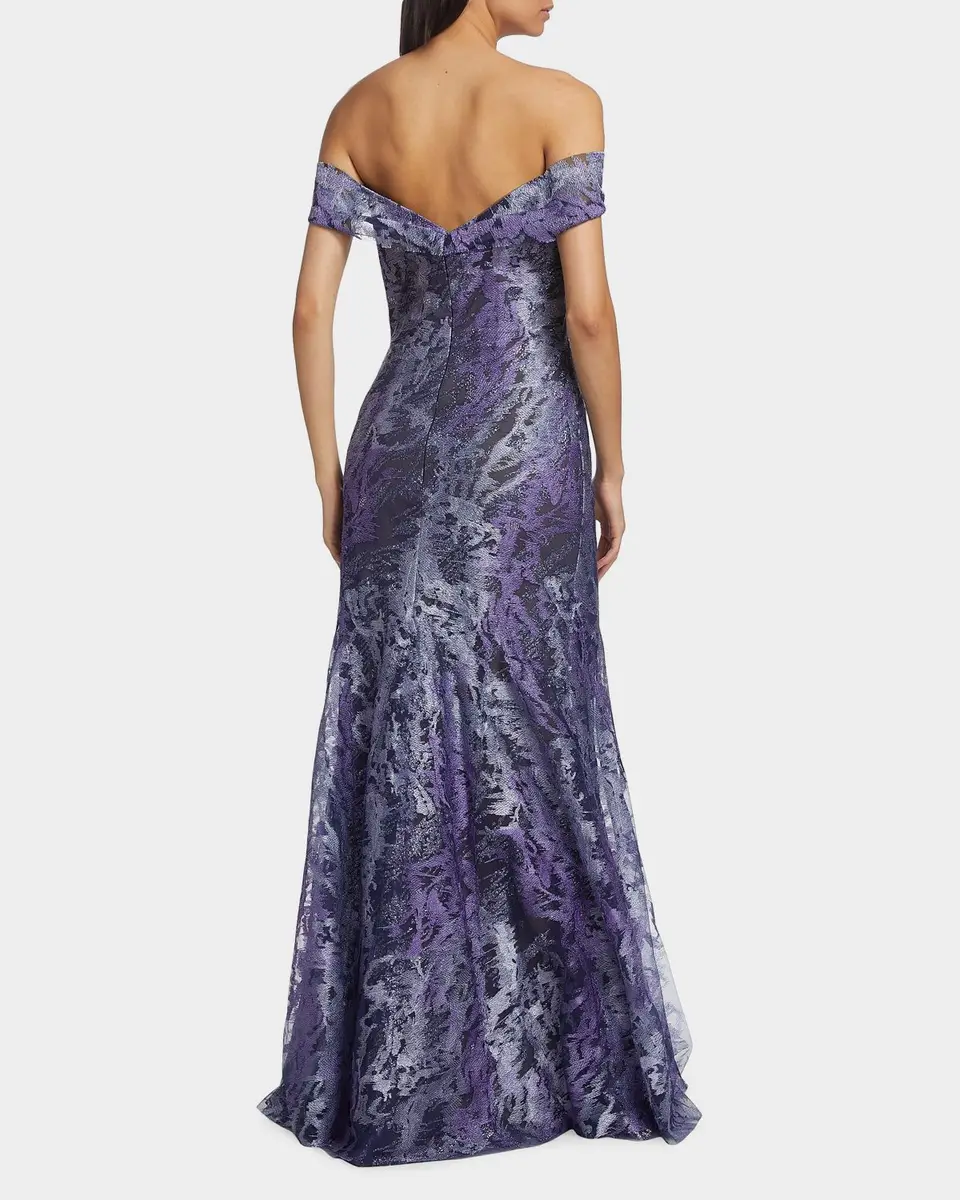 Rene Ruiz Collection Metallic Off-The-Shoulder Mermaid Gown | Thumbnail 3 Rene Ruiz Collection Metallic Off-The-Shoulder Mermaid Gown | Thumbnail 3