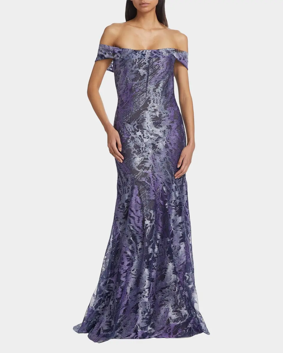 Rene Ruiz Collection Metallic Off-The-Shoulder Mermaid Gown | Thumbnail 4 Rene Ruiz Collection Metallic Off-The-Shoulder Mermaid Gown | Thumbnail 4