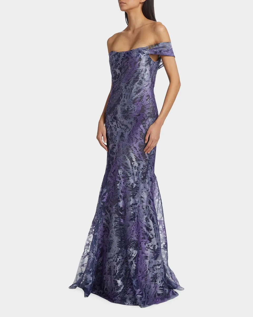 Rene Ruiz Collection Metallic Off-The-Shoulder Mermaid Gown | Thumbnail 7 Rene Ruiz Collection Metallic Off-The-Shoulder Mermaid Gown | Thumbnail 7