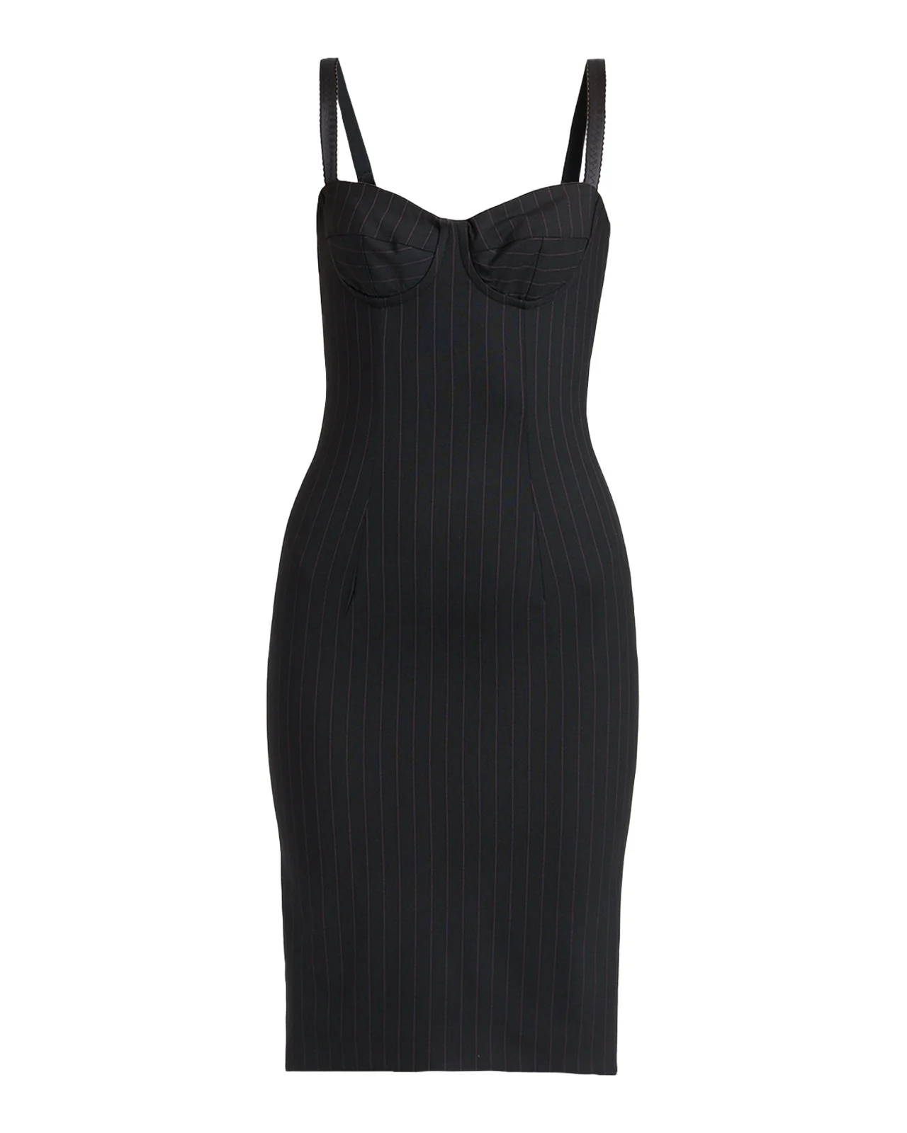 Sleeveless Pinstripe Wool-Silk Bustier Dress Sleeveless Pinstripe Wool-Silk Bustier Dress