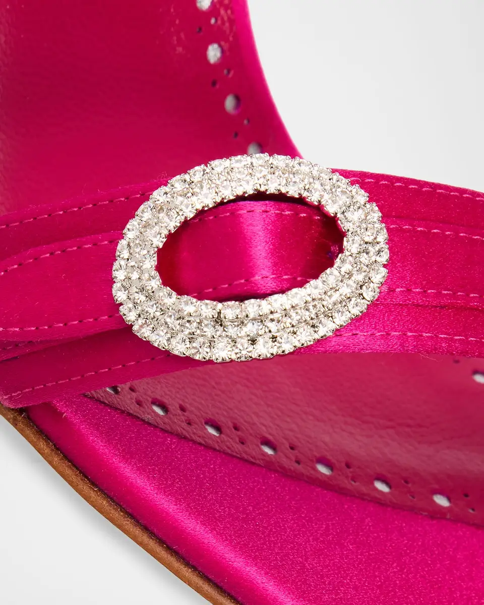 Manolo Blahnik 90mm Zutosan Satin Embellished Buckle Slingback Sandals | Thumbnail 3