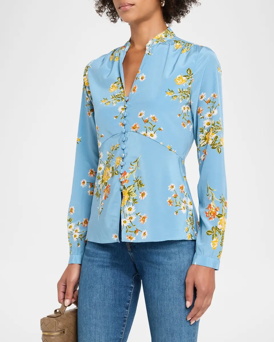 Veronica Beard Fable Floral Silk Blouse | Thumbnail 4 Veronica Beard Fable Floral Silk Blouse | Thumbnail 4
