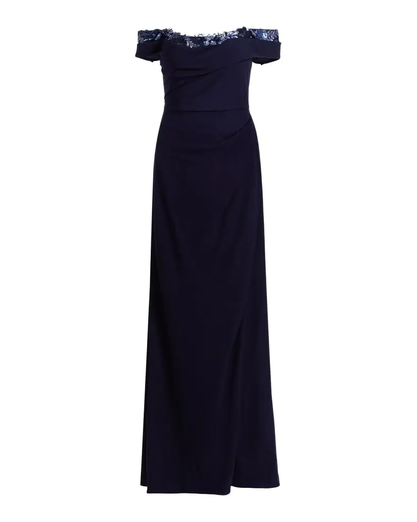 Rene Ruiz Collection Rene Ruiz Off-The-Shoulder Crepe Gown