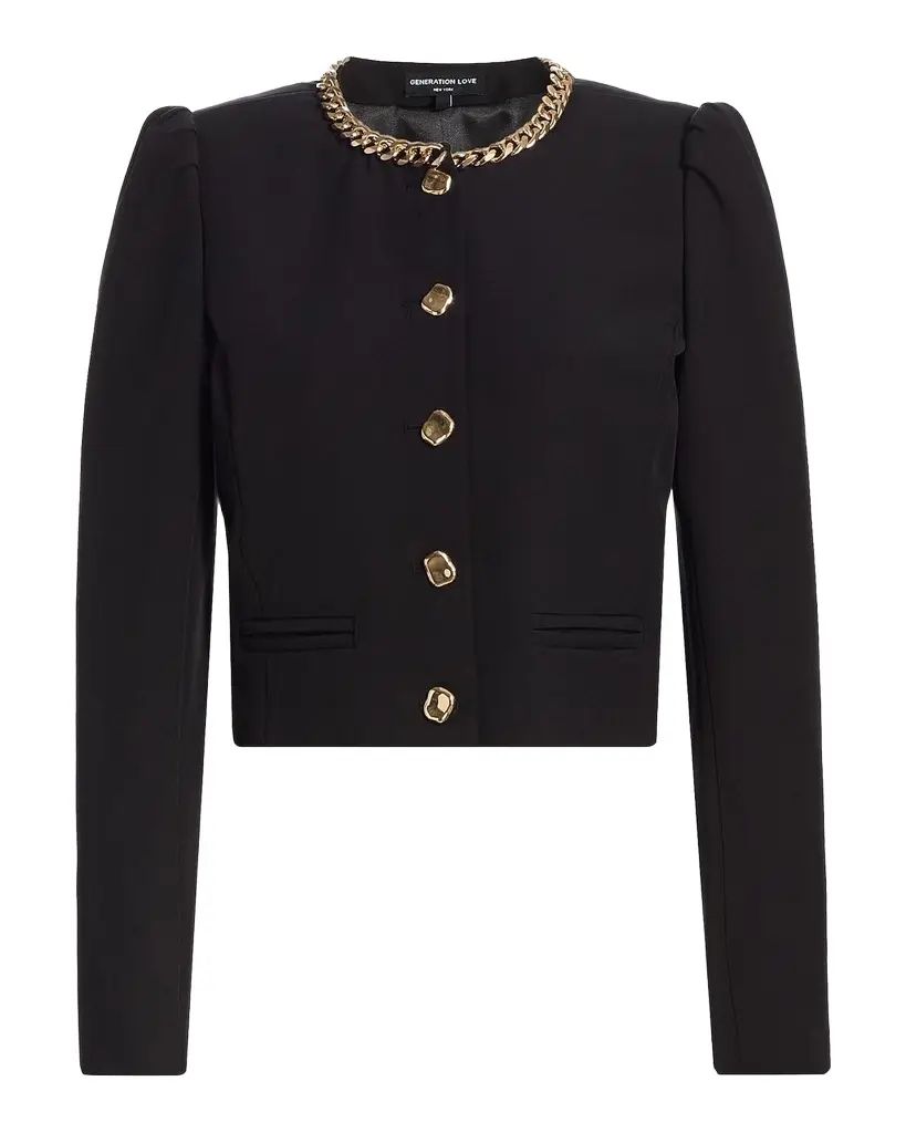 Generation Love Chiara Chain-Embellished Crepe Jacket | Image 1 Generation Love Chiara Chain-Embellished Crepe Jacket | Image 1