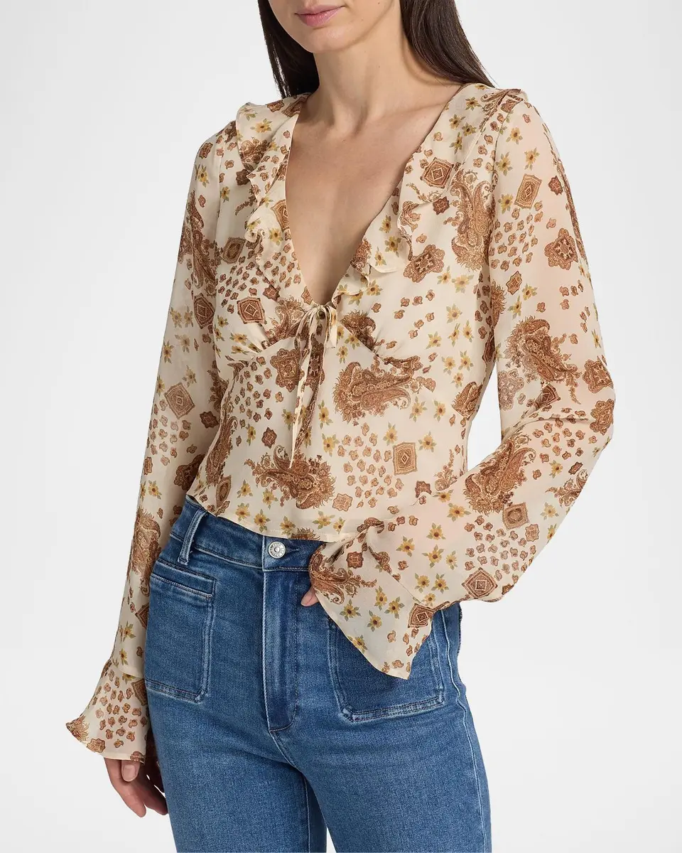 PAIGE Delamar Paisley Silk Blouse | Thumbnail 4