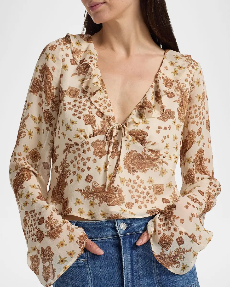 PAIGE Delamar Paisley Silk Blouse | Thumbnail 5