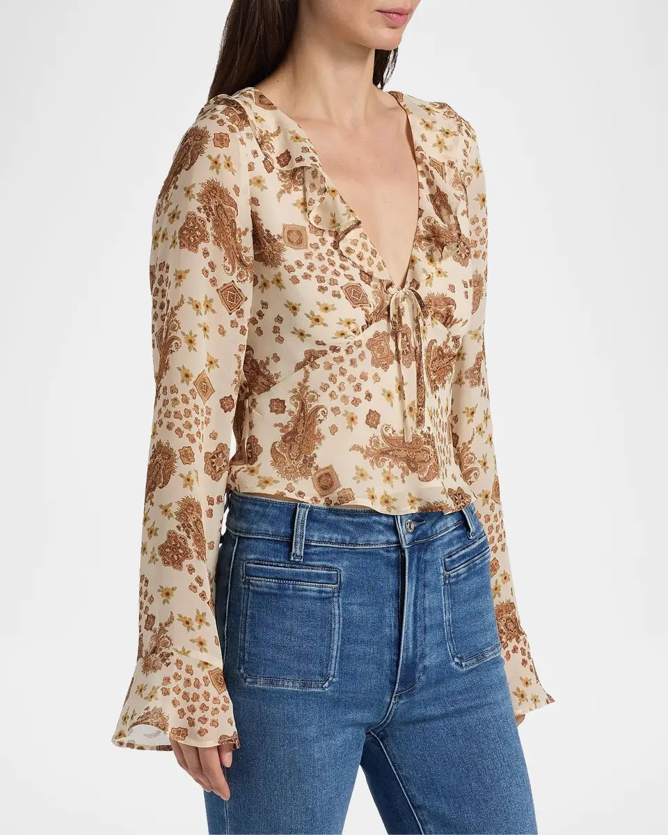 PAIGE Delamar Paisley Silk Blouse | Thumbnail 7