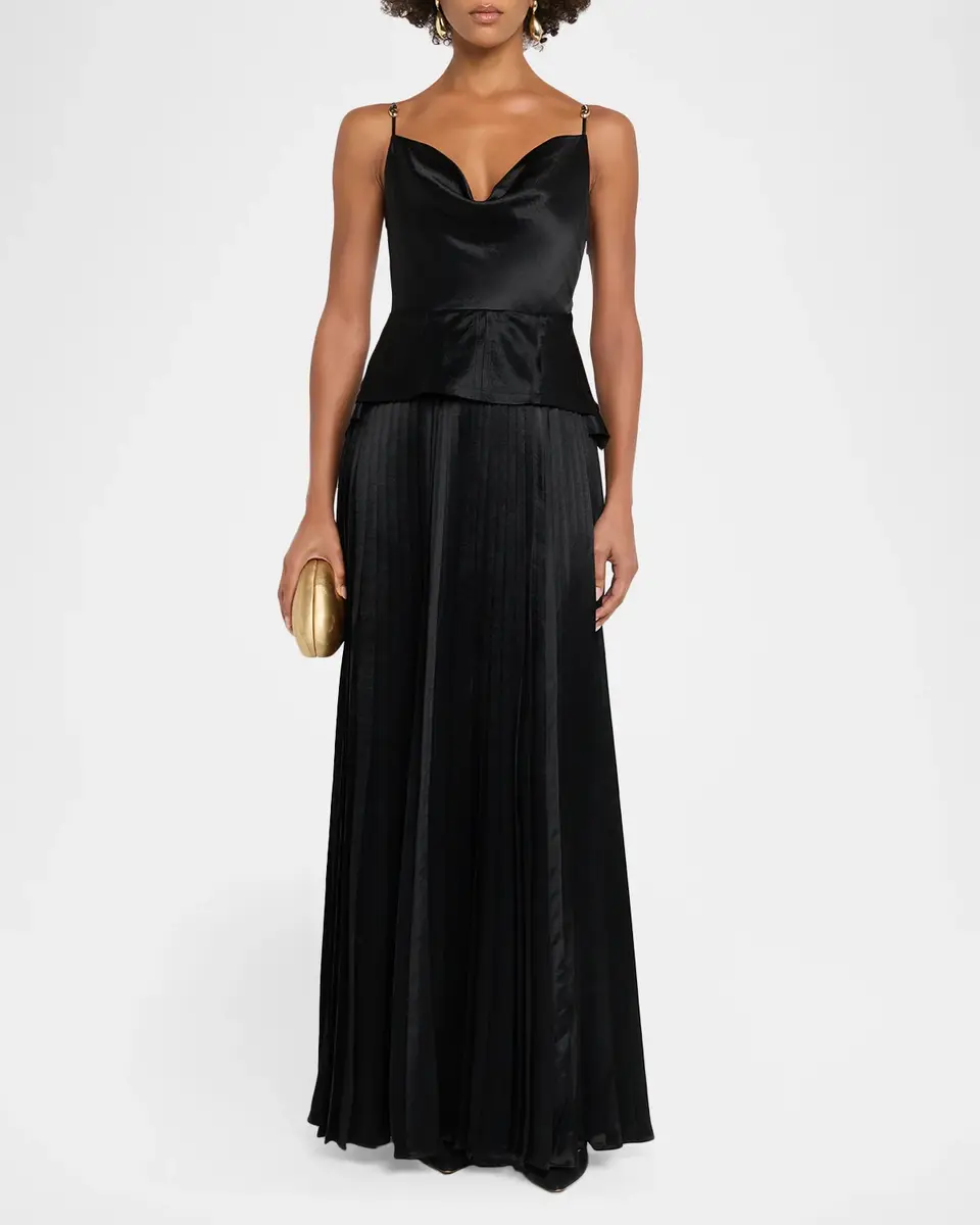 Jason Wu Collection Cowl-Neck Pleated Satin Peplum Gown | Thumbnail 2 Jason Wu Collection Cowl-Neck Pleated Satin Peplum Gown | Thumbnail 2