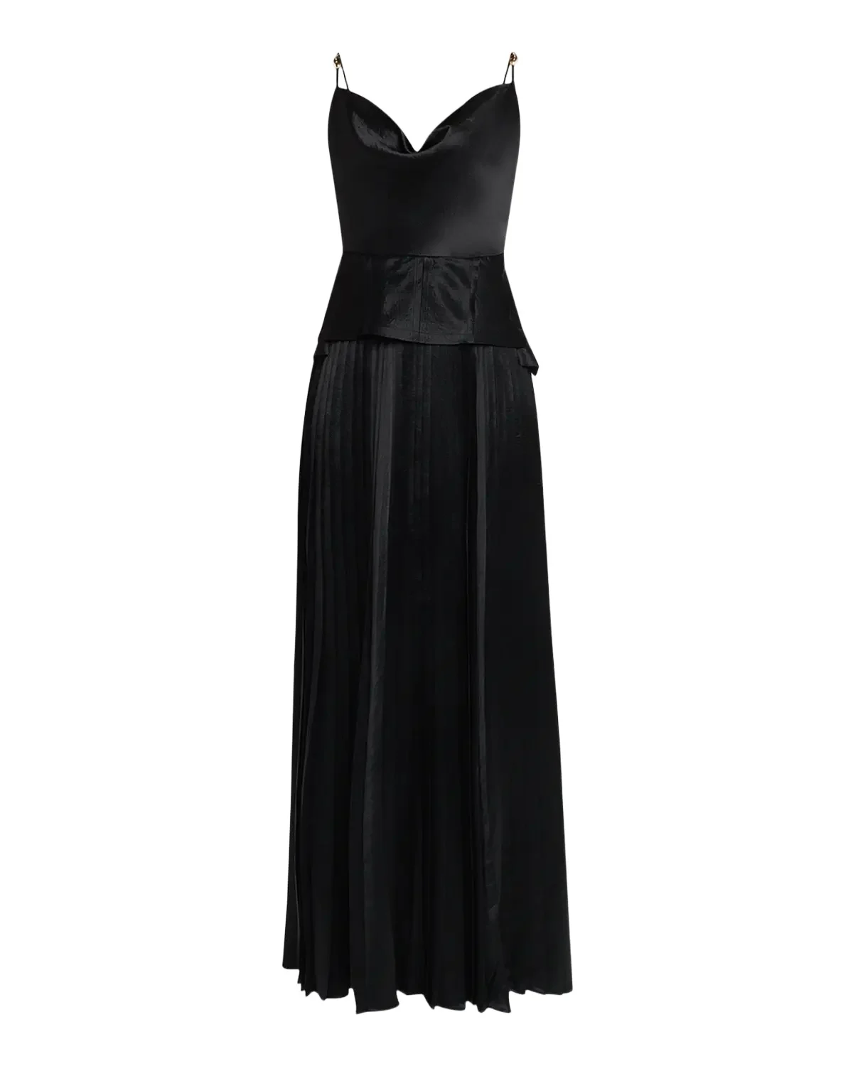 Jason Wu Collection Cowl-Neck Pleated Satin Peplum Gown
