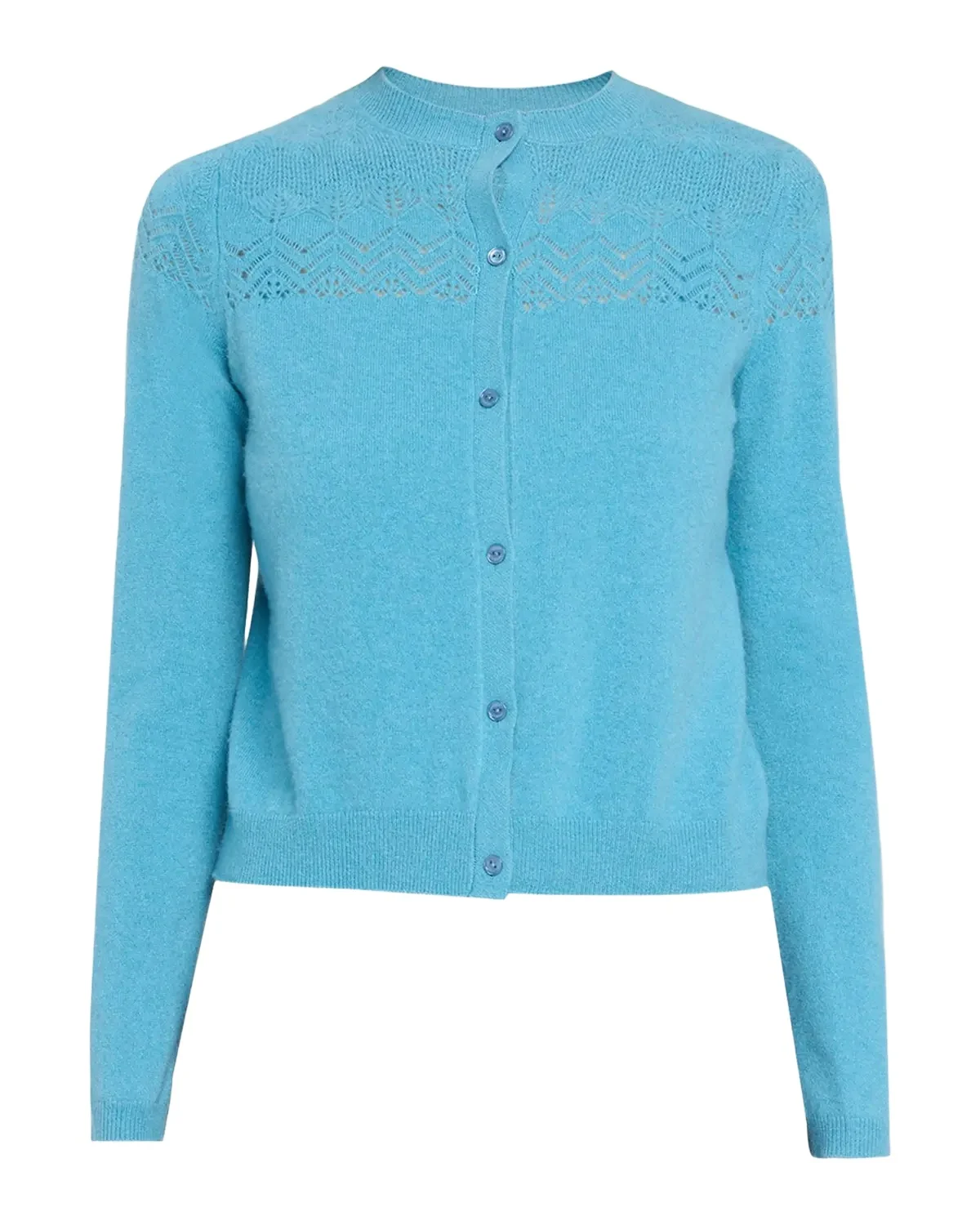 Cassia Pointelle Knit Crewneck Cardigan Cassia Pointelle Knit Crewneck Cardigan