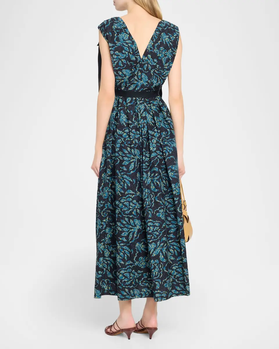 Ulla Johnson Karina Sleeveless Floral Cotton Bow Midi Dress | Thumbnail 3 Ulla Johnson Karina Sleeveless Floral Cotton Bow Midi Dress | Thumbnail 3