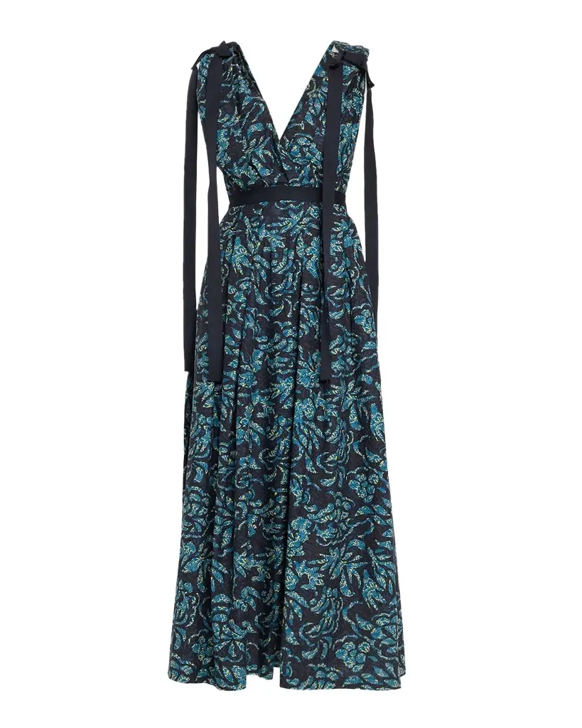 Ulla Johnson Karina Sleeveless Floral Cotton Bow Midi Dress | Image 1 Ulla Johnson Karina Sleeveless Floral Cotton Bow Midi Dress | Image 1