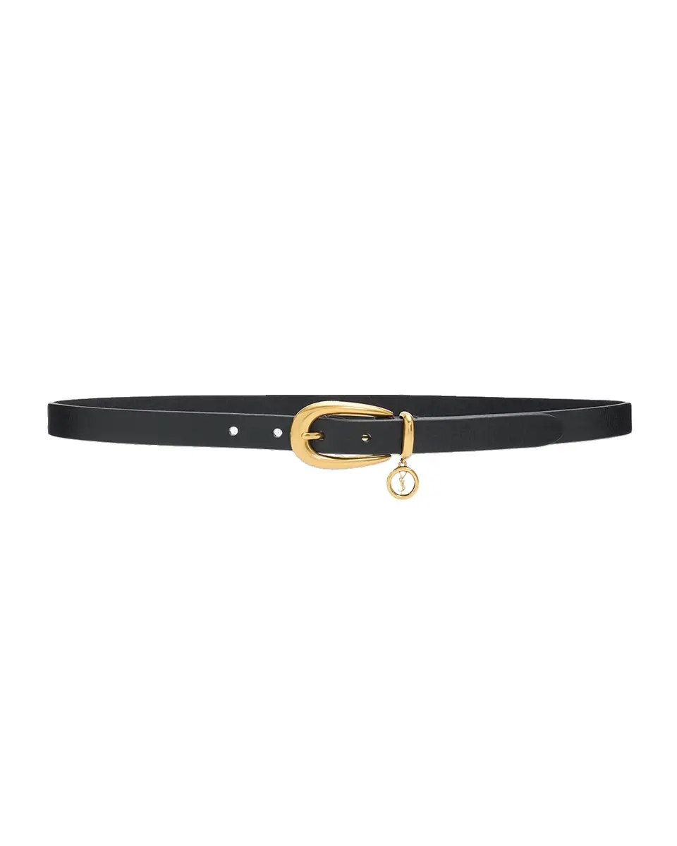 Saint Laurent Cassandre Charm Thin Leather Belt | Thumbnail 4