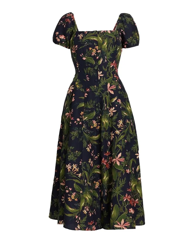 PAIGE Lindi Silk-Linen Midi Dress | Image 1 PAIGE Lindi Silk-Linen Midi Dress | Image 1