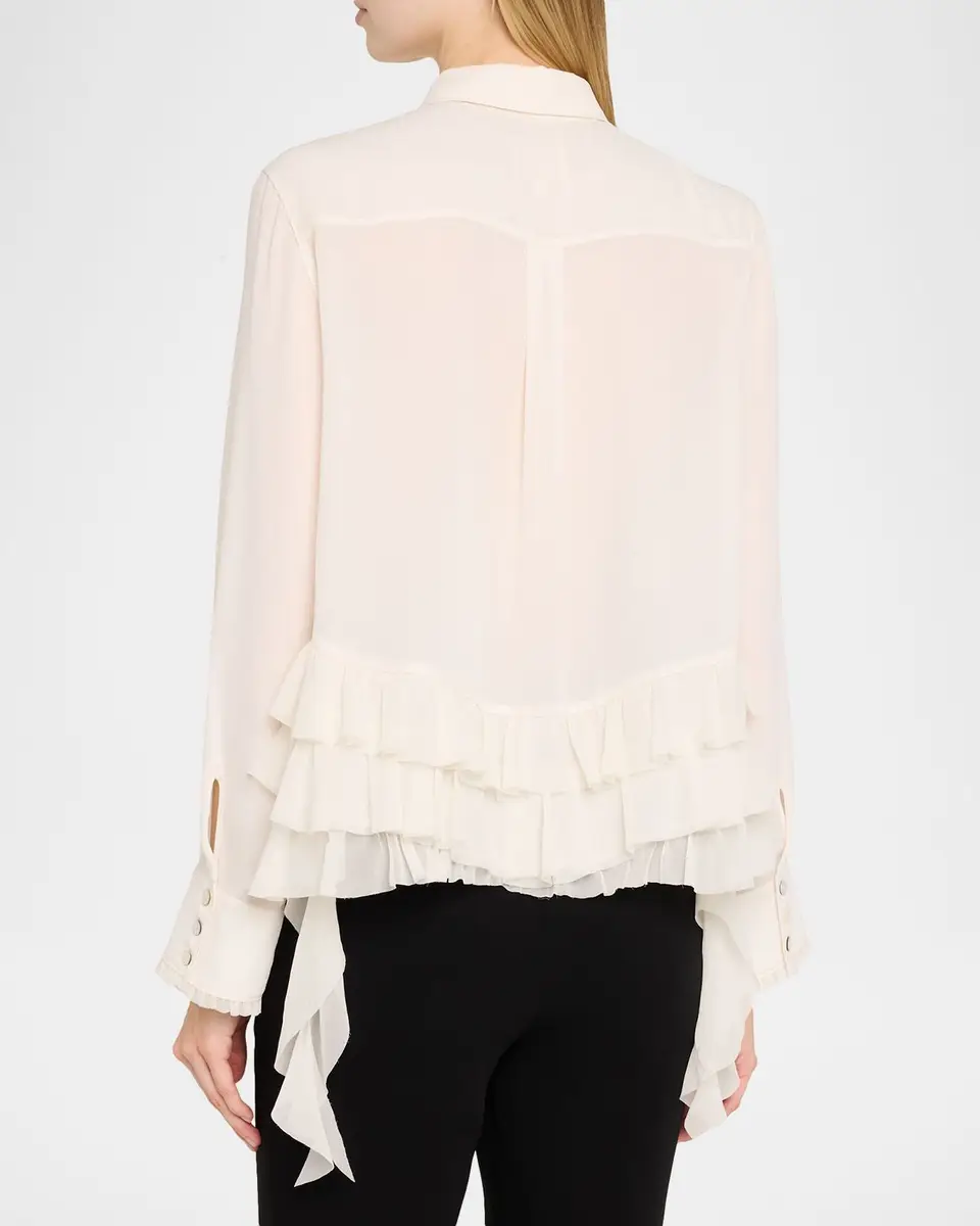 Cinq à Sept Nori Ruffled Button-Front Shirt | Thumbnail 3