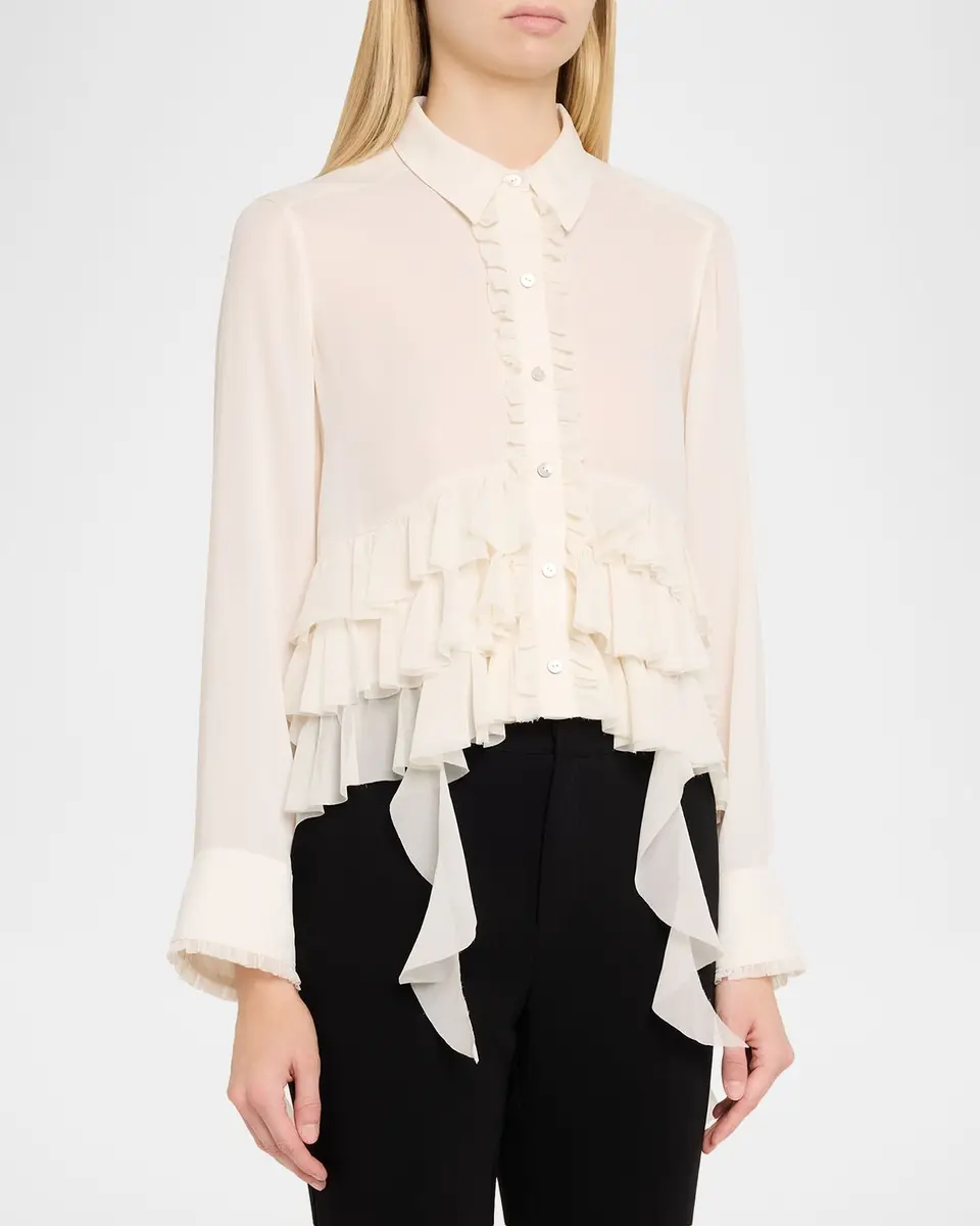 Cinq à Sept Nori Ruffled Button-Front Shirt | Thumbnail 4