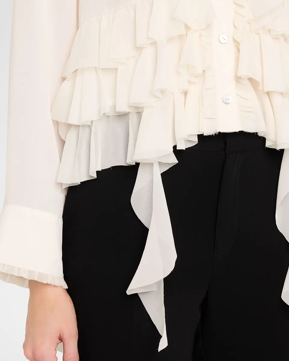 Cinq à Sept Nori Ruffled Button-Front Shirt | Thumbnail 5