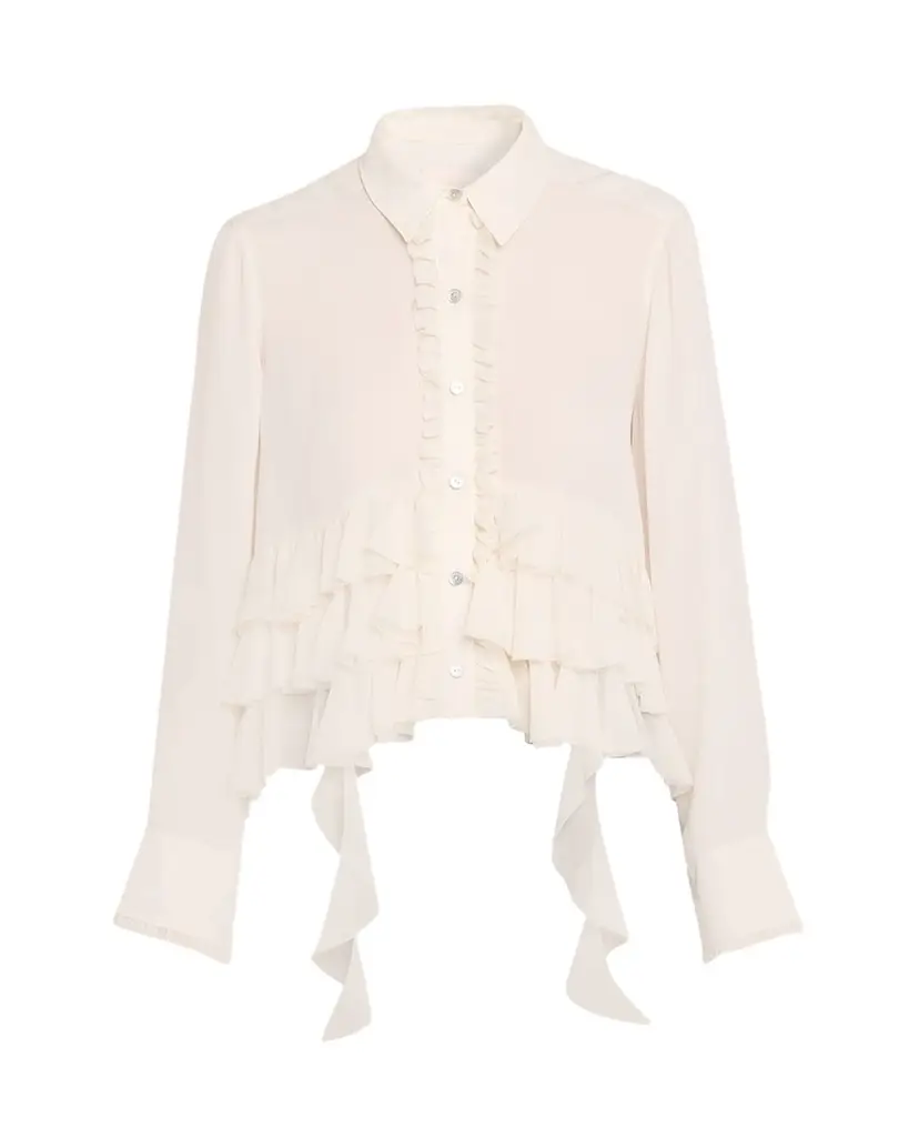 Cinq à Sept Nori Ruffled Button-Front Shirt | Image 1 Cinq à Sept Nori Ruffled Button-Front Shirt | Image 1