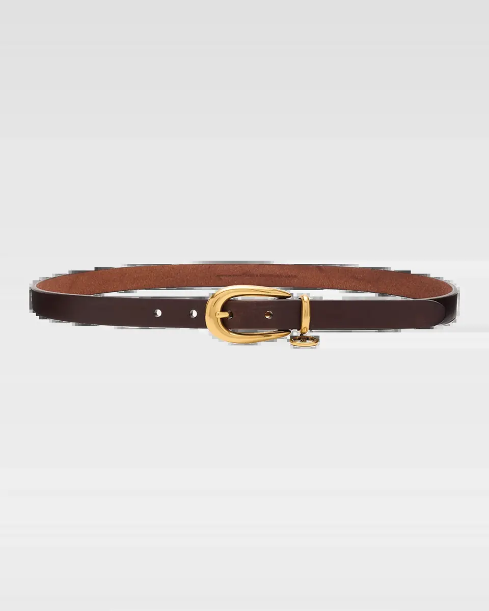 Saint Laurent Cassandre Charm Thin Leather Belt | Thumbnail 3