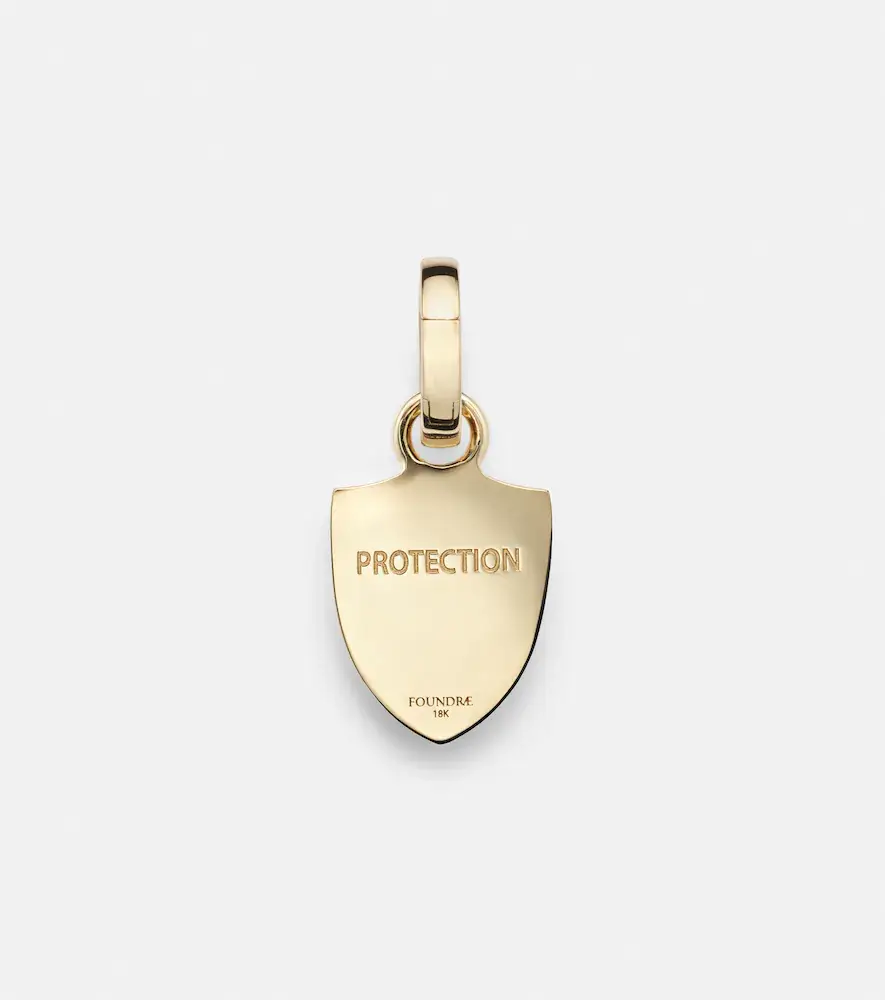 Foundrae Protection Horseshoe Crest Miniature 18kt gold pendant with diamonds | Thumbnail 2