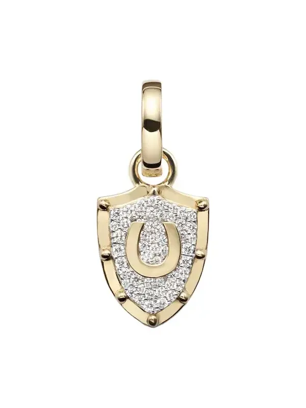 Protection Horseshoe Crest Miniature 18kt gold pendant with diamonds