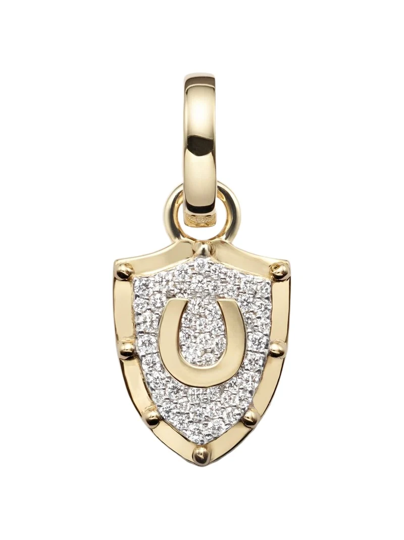 Foundrae Protection Horseshoe Crest Miniature 18kt gold pendant with diamonds