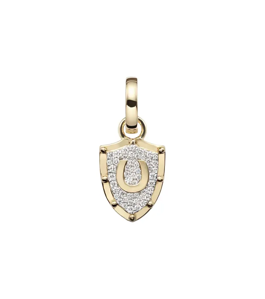 Foundrae Protection Miniature Crest 18kt gold pendant with diamonds | Image 1 Foundrae Protection Miniature Crest 18kt gold pendant with diamonds | Image 1