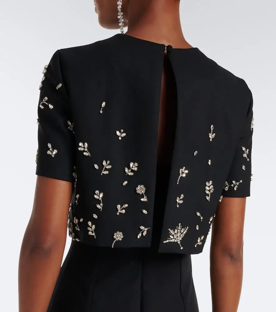 Oscar de la Renta Embellished wool-blend bustier gown | Thumbnail 2