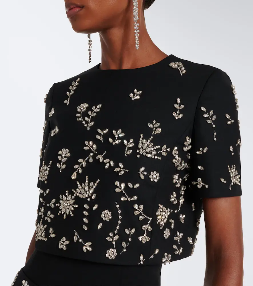 Oscar de la Renta Embellished wool-blend bustier gown | Thumbnail 6