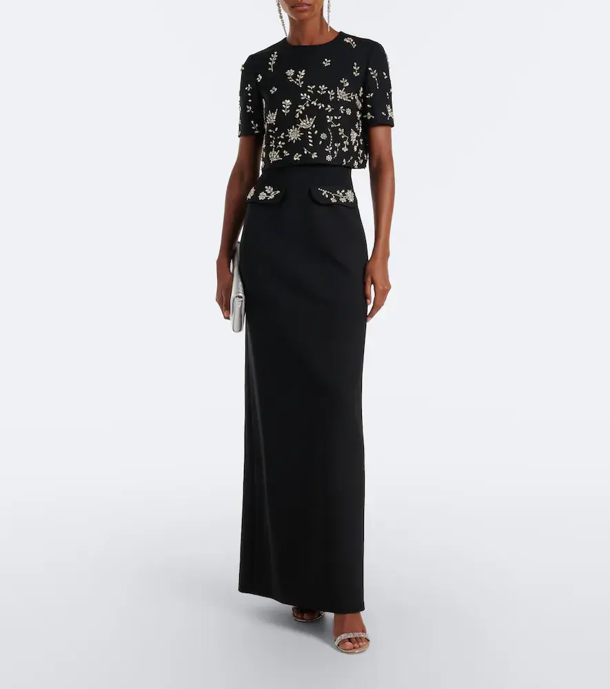 Oscar de la Renta Embellished wool-blend bustier gown | Thumbnail 7