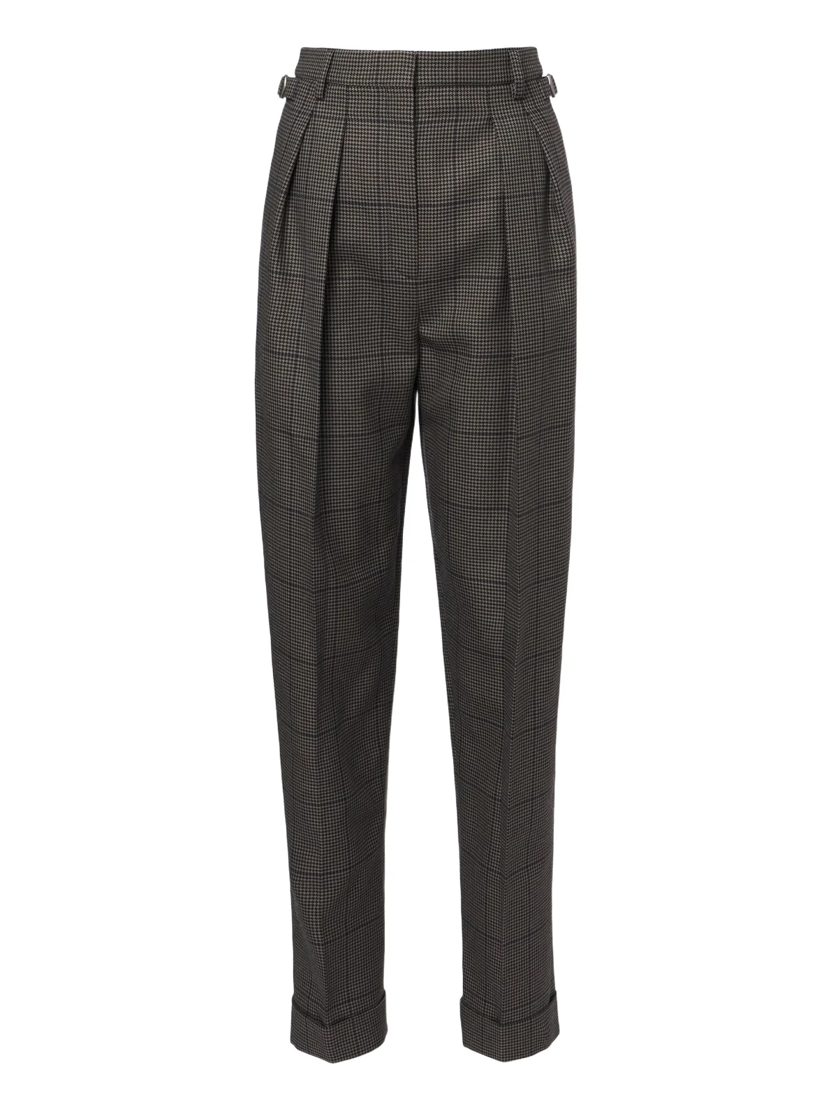 Checked wool straight pants
