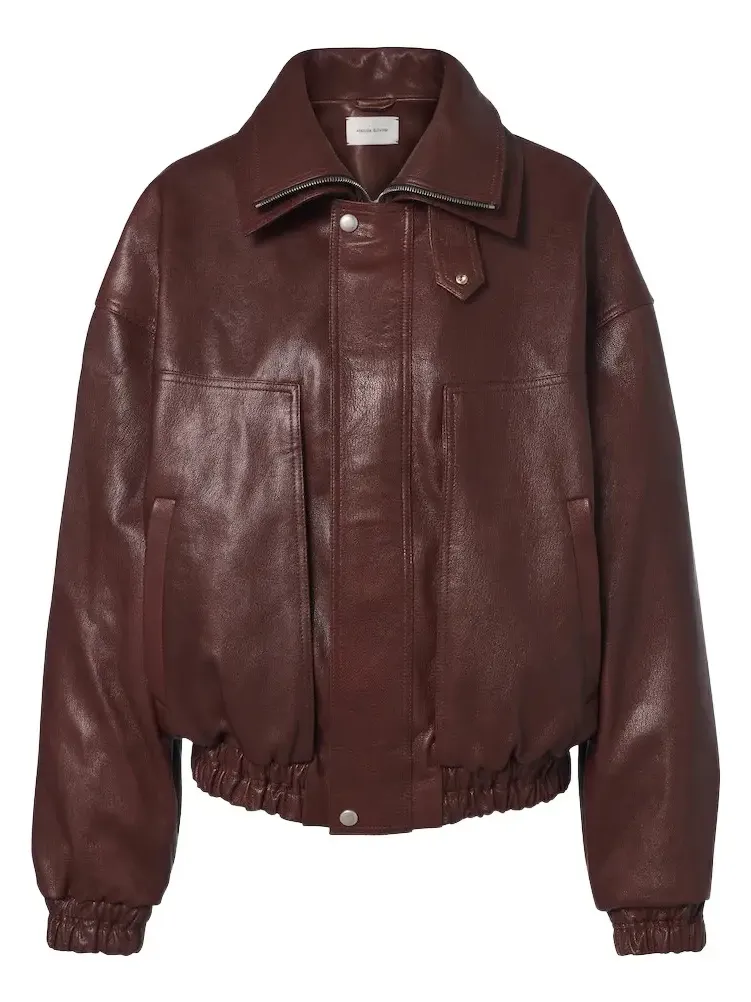 Leather blouson jacket