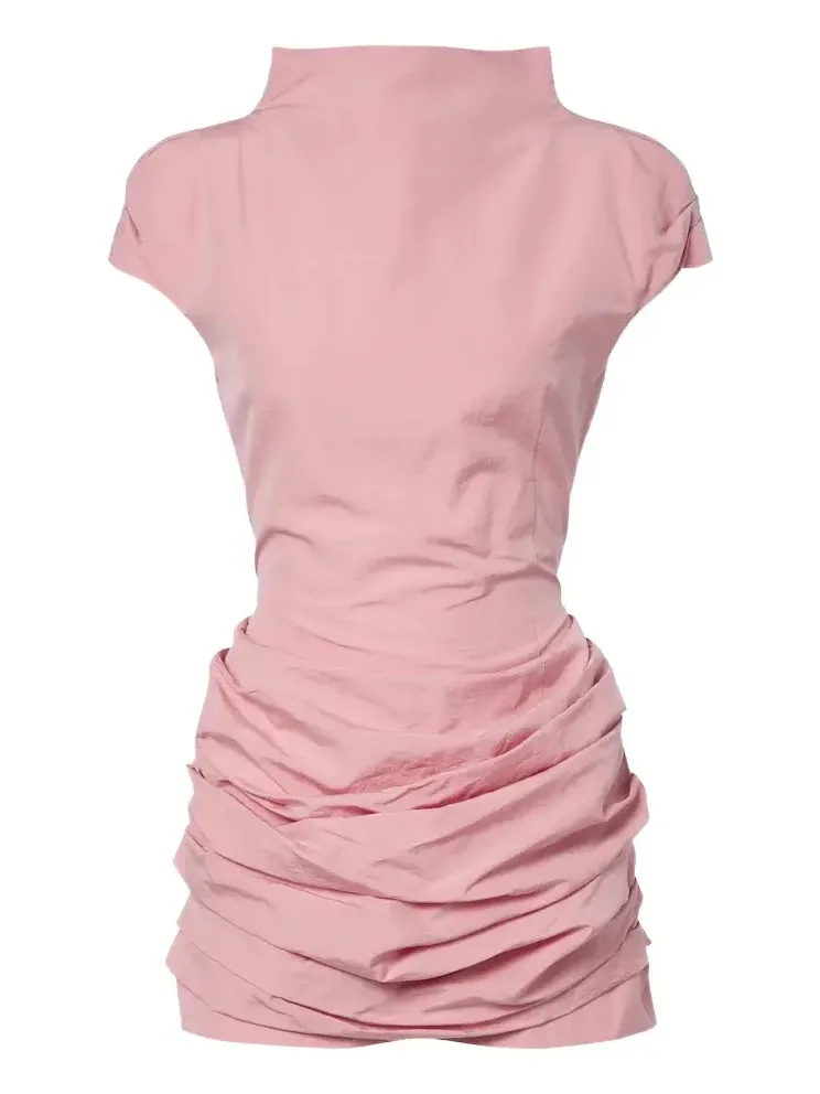 Draped cotton and silk minidress Draped cotton and silk minidress