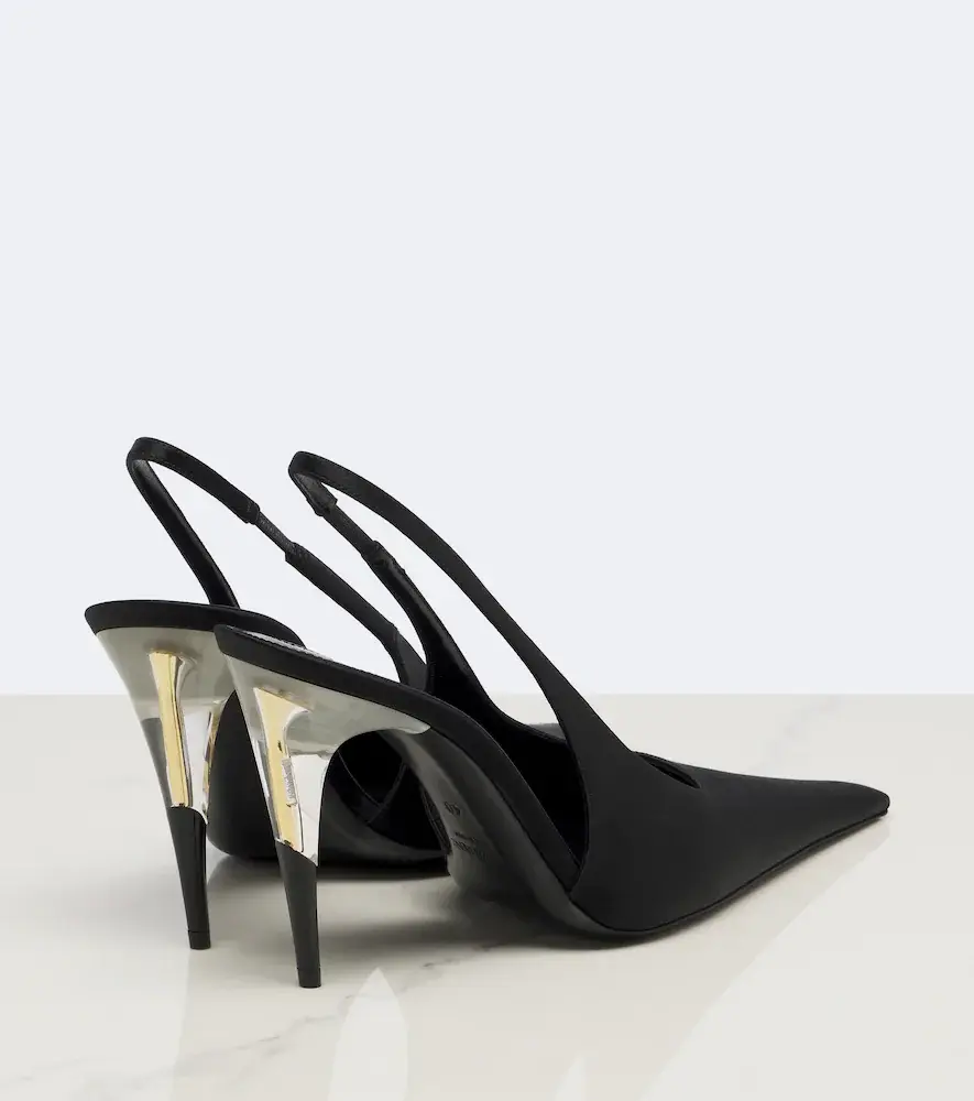 Saint Laurent Goya satin slingback pumps | Thumbnail 3 Saint Laurent Goya satin slingback pumps | Thumbnail 3