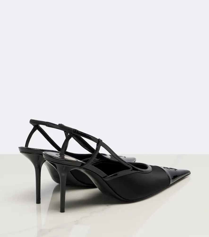 Saint Laurent Renée satin and leather slingback pumps | Thumbnail 2