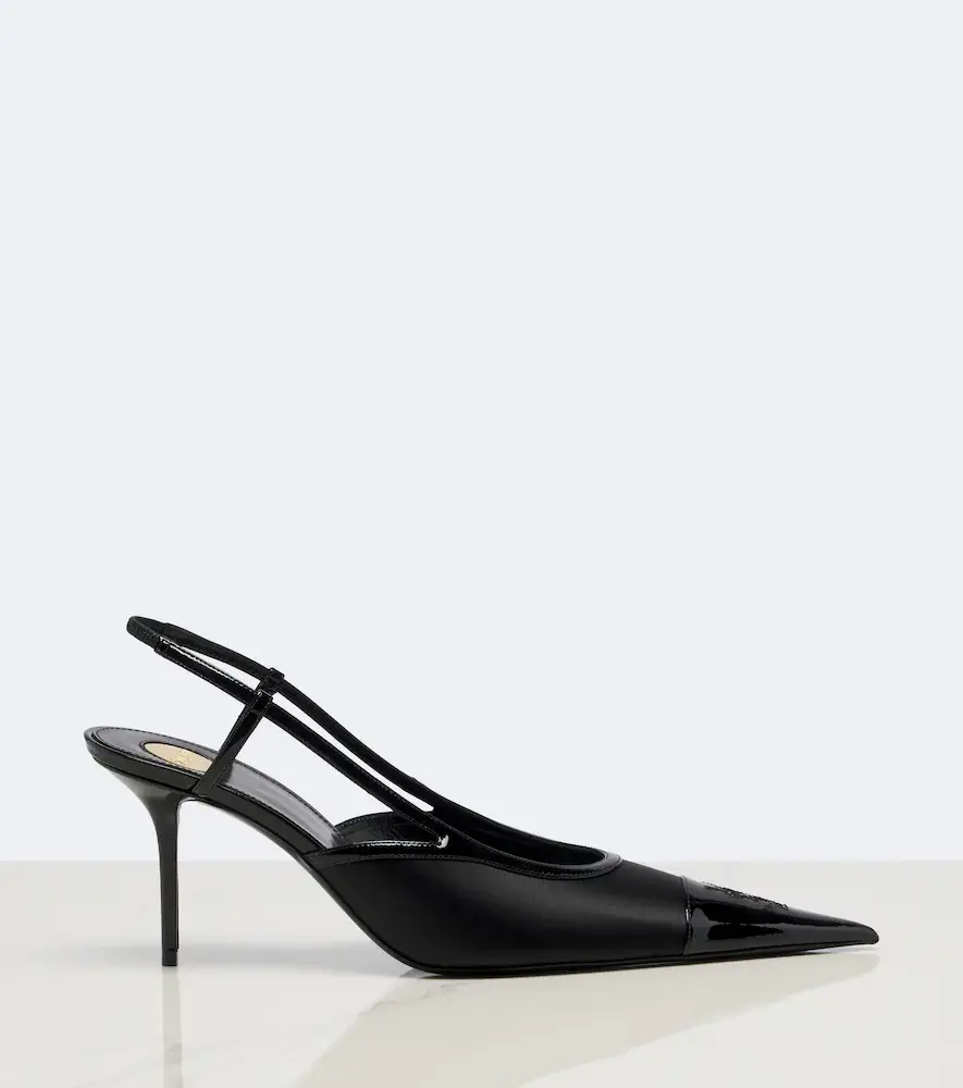 Saint Laurent Renée satin and leather slingback pumps | Thumbnail 3