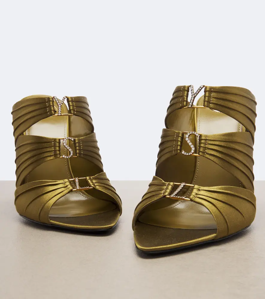Saint Laurent Emilie embellished crêpe satin mules | Thumbnail 2 Saint Laurent Emilie embellished crêpe satin mules | Thumbnail 2