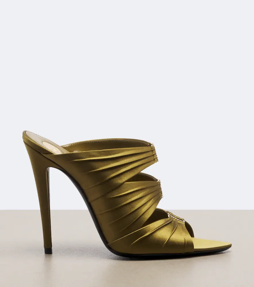Saint Laurent Emilie embellished crêpe satin mules | Thumbnail 3 Saint Laurent Emilie embellished crêpe satin mules | Thumbnail 3
